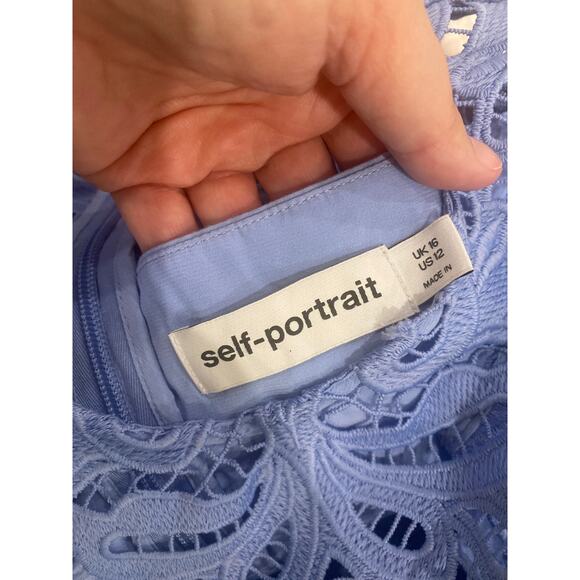 Self Portrait Dress Sleeveless Lace Midi Lilac/Blue size US 12 **waist altered** - Picture 6 of 7